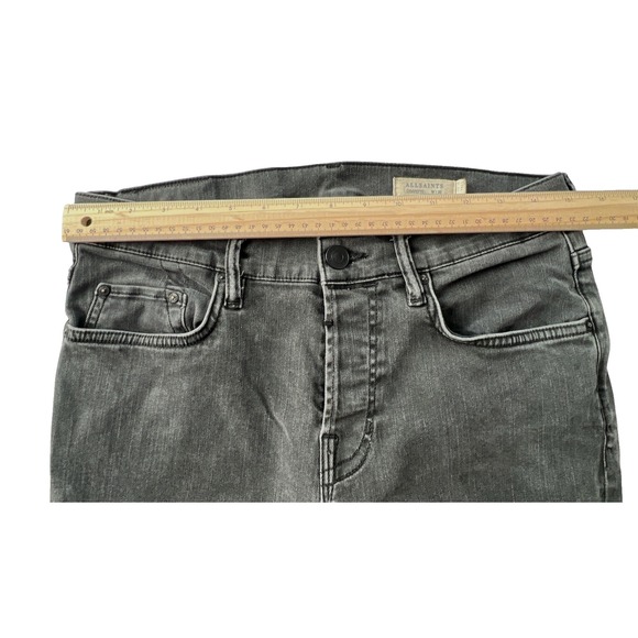 AllSaints Mens Jeans 30 Gray Grey Cigarette Fit Slim Stretch Denim Pants Casual - Picture 4 of 10